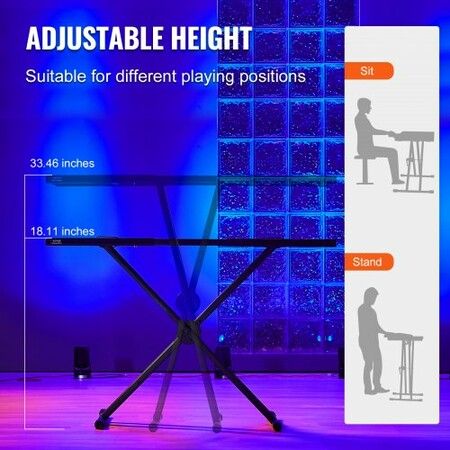 Portable DJ Table with Double-X Braced Keyboard Stand Adjustable Height  (82-109.5) x 46.5cm