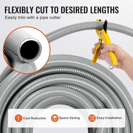 25.4 mm Flexible Electrical Conduit 30.5 m PVC Liquid-Tight Conduit Non-Metallic with 5 Straight and 5 90-Degree Conduit Connector Fittings