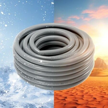 25.4 mm Flexible Electrical Conduit 30.5 m PVC Liquid-Tight Conduit Non-Metallic with 5 Straight and 5 90-Degree Conduit Connector Fittings