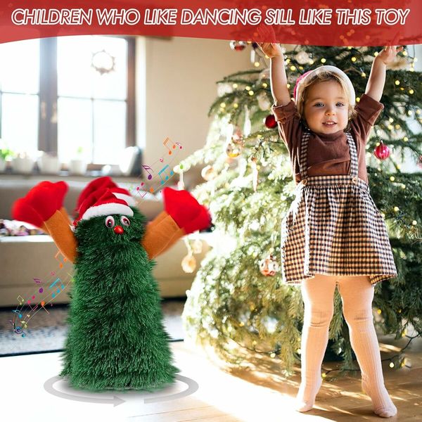 16*7cm Singing Dancing Christmas Tree,Musical Rotating Animated Christmas Decorations for Kids (Small)