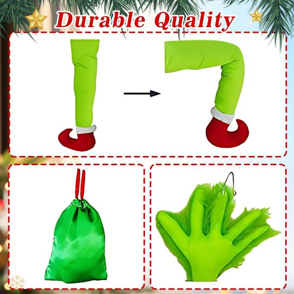 160CM Christmas Hanging Grinch, Outdoor Christmas Decorations for Roof, Fireplace, Tree, Porch