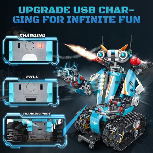 Remote APP Controlled Robot Building  Programmable Transforming Robotic Building Bricks Construction VehiclesBirthday Chirstmas Gifts