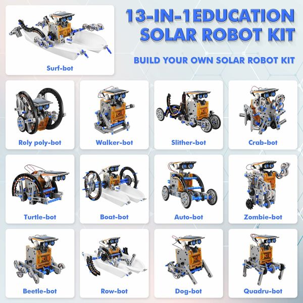 STEM 13in1 Education Solar Battery  Dual Power Robots Toys  DIY Educational Toy Science Kits Experiment Robotics Set Birthday Chirstmas Gifts