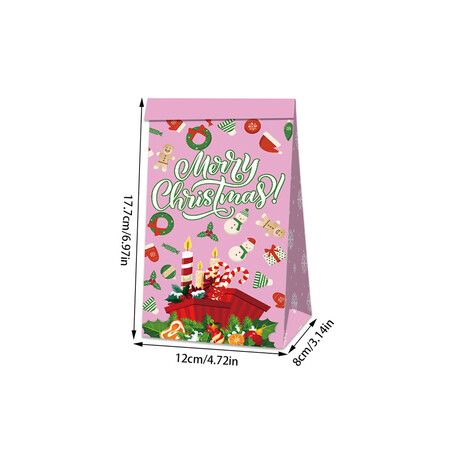 Christmas Gift Boxes Candy Box with Stickers Party Favor Mini Goody Bags Paper Gift Bag,Pink(12 Pieces,4 Styles)