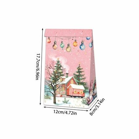 Christmas Gift Boxes Candy Box with Stickers Party Favor Mini Goody Bags Paper Gift Bag,Pink(12 Pieces,4 Styles)