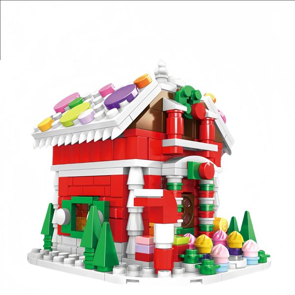 Christmas Building Blocks - Gingerbread House, Xmas Cake Shop Building Blocks Pen Holders, Christmas Playset