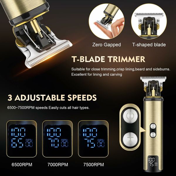 Professional Hair Clippers for Men,3 in 1 T-Blade Trimmer,Nose Trimmer, Electric Shavers,Cordless Barber Clippers,Hair Cutting Kit