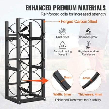 Refrigerant Tank Rack with 3x30lbs Bottle Tanks Cylinder Tank Rack 12.79x12.99x33.07 in Refrigerant Cylinder Rack Gas Cylinder Racks and Holders for Freon