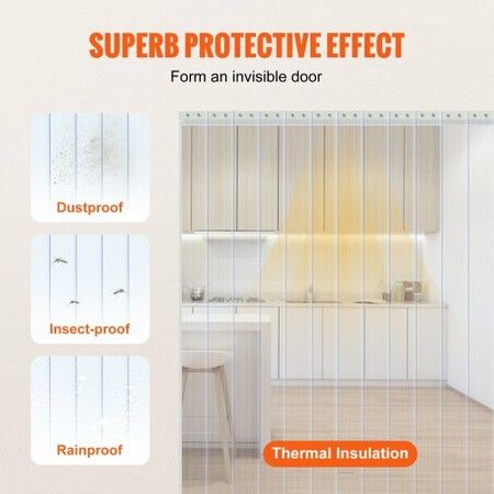 Strip Curtain Ribbed PVC Door Curtain 1524 x 20 cm Cooler Freezer Plastic