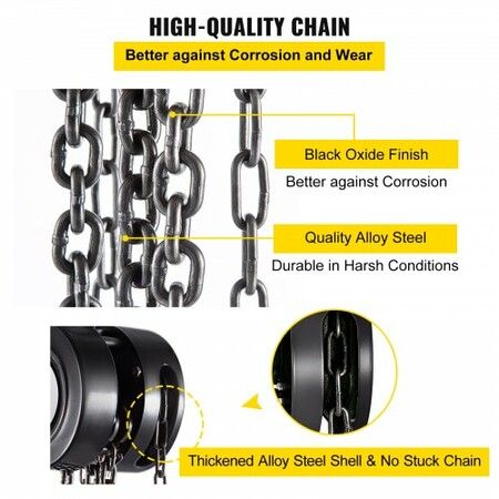 Hand Chain Hoist 2200 lbs /1 Ton Capacity Chain Block 10ft/3m Lift Manual Hand Chain Block Manual Hoist with Industrial-Grade Steel Construction for