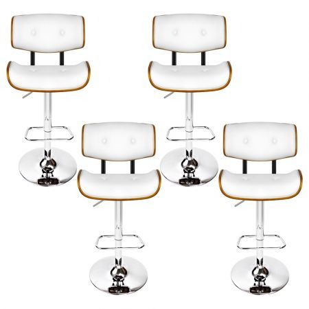 Artiss 4x Bar Stools Gas Lift Leather White