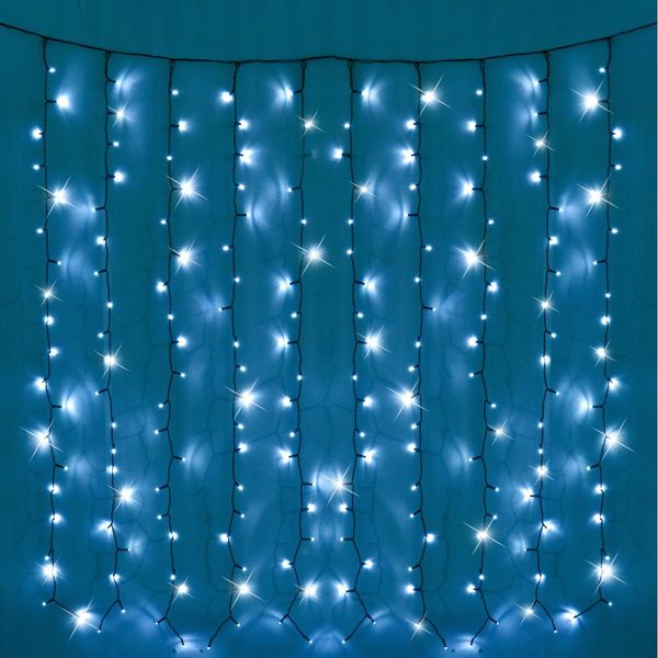 Battery Operated 200 LED Curtain Light -140 x 140cm, available in 3 Colors - Cool White