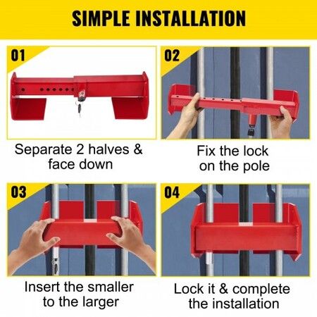 Cargo Container Lock 9.84"-17.32" Locking Distance Semi Truck Door Locks with 2 Keys Shipping Container Accessories Red Powder-Coated with Spring Lock