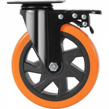 Caster Wheels 152.4 mm Swivel Plate Casters Set of 4 with Security A/B Locking No Noise PVC Wheels Heavy Duty 318 kg Load Capacity Per Caster