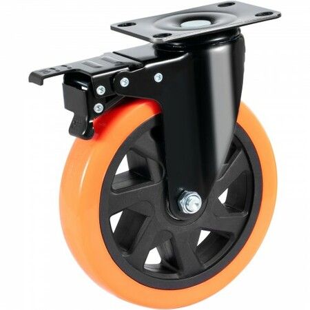 Caster Wheels 152.4 mm Swivel Plate Casters Set of 4 with Security A/B Locking No Noise PVC Wheels Heavy Duty 318 kg Load Capacity Per Caster