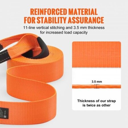 Heavy Duty Tow Strap Recovery Kit 85.1 mm x 9.1 m (MBS-16329 kg) Tree Saver Winch Strap Triple Reinforced Loop & Protective Sleeves & Storage Bag  19 mm