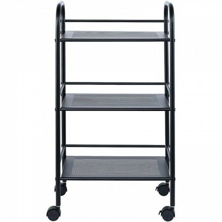 3-Tier Metal Rolling Cart Heavy Duty Utility Cart with Lockable Wheels Multi-Functional Storage Trolley with Handle for Office Living Room Kitchen Movable