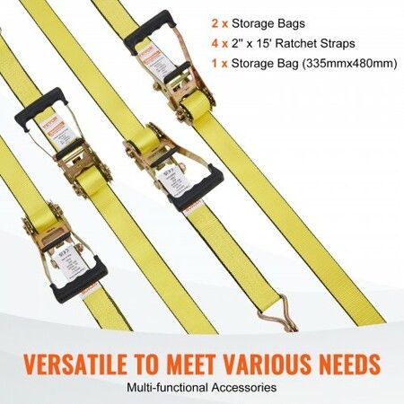 4 Pack Ratchet Tie Down Straps 5000 lbs 2