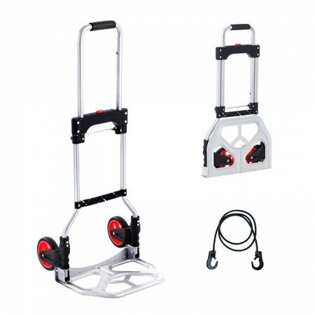 Folding Hand Truck 80 kg Load Capacity Aluminum Portable Cart Convertible Hand Truck and Dolly with Telescoping Handle and Rubber Wheels Ultra Lightweight