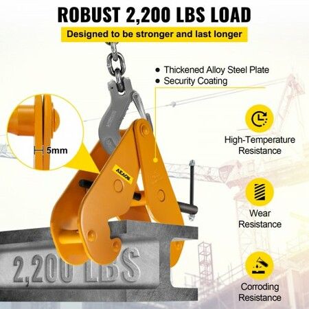 1ton Capacity Beam Clamp I Beam Lifting Clamp 75-220 mm Opening Range Beam Clamps for Rigging Heavy Duty Steel Beam Clamp Tool Beam Hangers