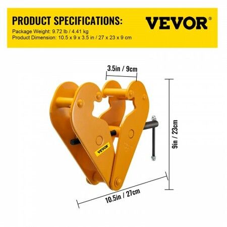 1ton Capacity Beam Clamp I Beam Lifting Clamp 75-220 mm Opening Range Beam Clamps for Rigging Heavy Duty Steel Beam Clamp Tool Beam Hangers