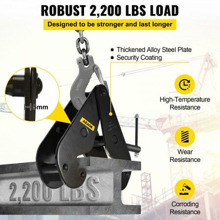 1 Ton Beam Clamp 1000KGS Beam Lifting Clamp HD Beam Hangers in Black