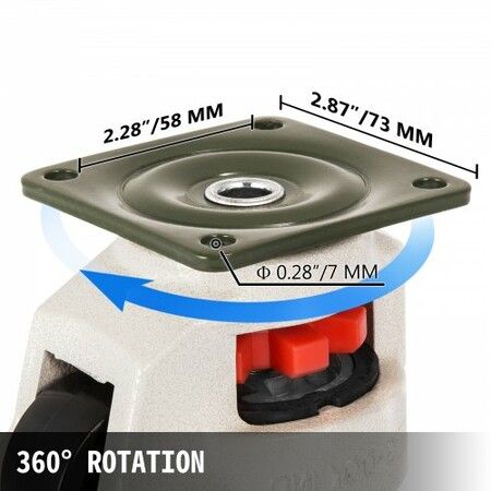 4 Pack Leveling Casters GD-60F Plate Mounted Footmaster Leveling Caster 551kg per Leveling Caster Wheels Nylon Wheel and NBR Pad(GD-60F)