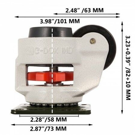 4 Pack Leveling Casters GD-60F Plate Mounted Footmaster Leveling Caster 551kg per Leveling Caster Wheels Nylon Wheel and NBR Pad(GD-60F)