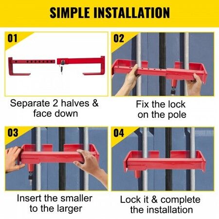 Heavy Duty Cargo Door Lock Shipping Container Lock with 2 Keys 9.84"-17.32" Locking Distance for Semi Trailer Trucks and Containers - Bright Red Powder