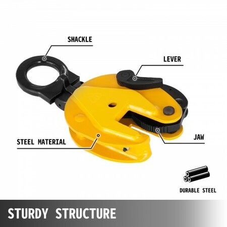 1T Vertical Plate Lifting Clamp Grab Clamp Dog Steel Lift Grip Sling