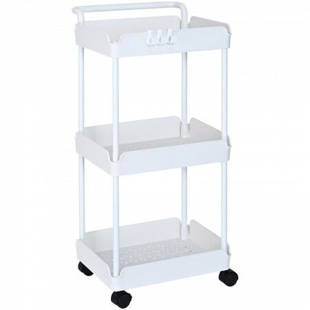 3-Tier Rolling Utility Cart Kitchen Cart with Lockable Wheels Multi-Functional Storage Trolley with Handle for Office Living Room Kitchen Movable Storage