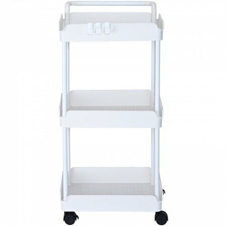 3-Tier Rolling Utility Cart Kitchen Cart with Lockable Wheels Multi-Functional Storage Trolley with Handle for Office Living Room Kitchen Movable Storage