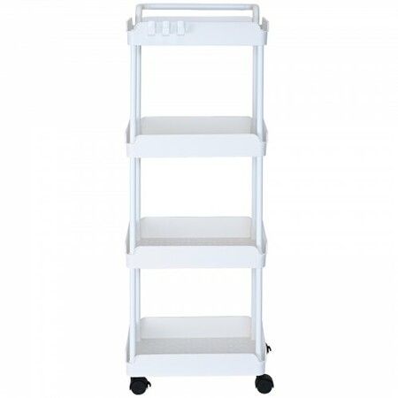 4-Tier Rolling Utility Cart Kitchen Cart with Lockable Wheels Multi-Functional Storage Trolley with Handle for Office Living Room Kitchen Movable Storage