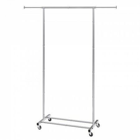 Clothes Rack with Wheels Heavy Duty Clothing Garment Rack with Hanging Rod and Bottom Storage Area Adjustable Length Clothing Rack 2 Lockable Wheels