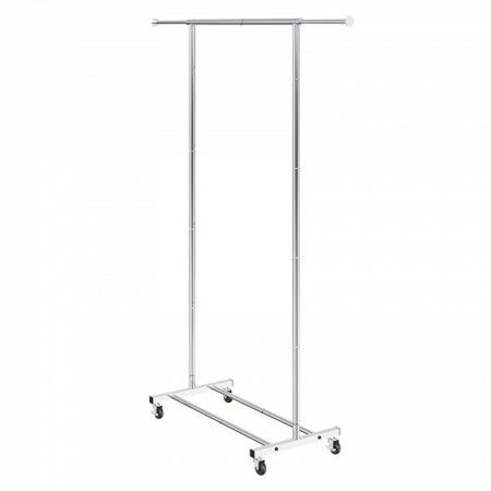 Clothes Rack with Wheels Heavy Duty Clothing Garment Rack with Hanging Rod and Bottom Storage Area Adjustable Length Clothing Rack 2 Lockable Wheels