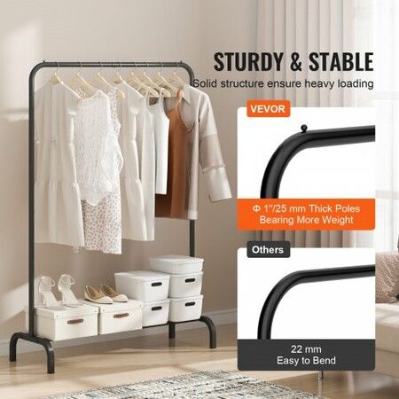 Clothes Rack Heavy Duty Clothing Garment Rack with Hanging Rod and Bottom Storage Area Clothing Rack for Bedroom Guest Room