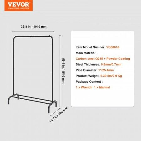 Clothes Rack Heavy Duty Clothing Garment Rack with Hanging Rod and Bottom Storage Area Clothing Rack for Bedroom Guest Room