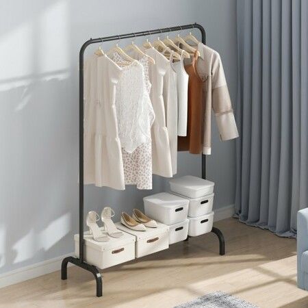 Clothes Rack Heavy Duty Clothing Garment Rack with Hanging Rod and Bottom Storage Area Clothing Rack for Bedroom Guest Room