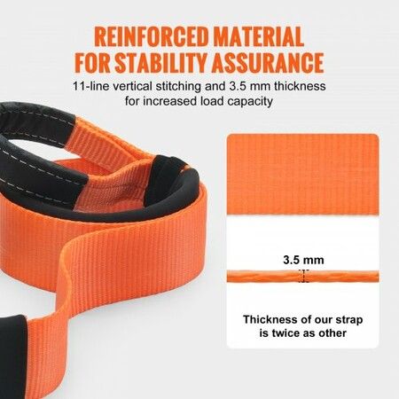 Recovery Tow Strap 76.2 mm 2.4 m 16329 kg Break Strength Triple Reinforced Loop Straps Tree Saver Winch Line Extension Strap Off Road Towing and Recovery