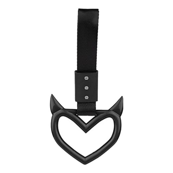 4 Pcs Devil Love-Shaped Handle Ring Bumper Warning Car Accessory Decorative Loops for Car Interior Exterior Decoration(Black with Black Suspenders)