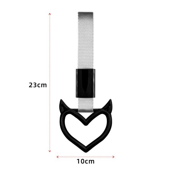 4 Pcs Devil Love-Shaped Handle Ring Bumper Warning Car Accessory Decorative Loops for Car Interior Exterior Decoration(Black with Silver suspenders)