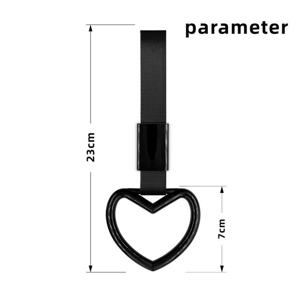 4 Pcs Love-Shaped Car Hand Strap Decorative Warning Loops Rear Bumper Warning Ring for Car Interior Exterior Decoration(Black with Black Suspenders)