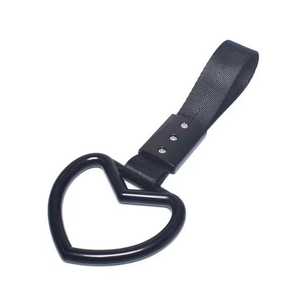 4 Pcs Love-Shaped Car Hand Strap Decorative Warning Loops Rear Bumper Warning Ring for Car Interior Exterior Decoration(Black with Black Suspenders)