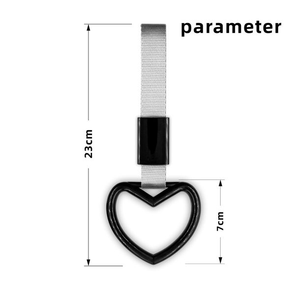 4 Pcs Tsurikawa Ring Love-Shaped Car Hand Strap Decorative Warning Loops Rear Bumper Warning Ring for Car Decoration(Black with Silver suspenders)