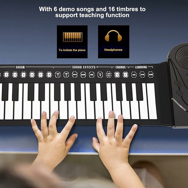 49 Keys Roll Up Piano Upgraded Portable Electronic Keyboard Hand Rolling Up Piano Plastic and Silicone Piano for Men Women Flexible and Foldable