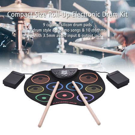 Color Hand Winding Drum Kit for Beginners Hand Winding Electronic Drum with Percussion USB Pedal Set for Kids