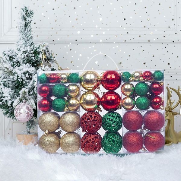 Christmas Ornaments 100Pcs Shatterproof Christmas Baubles Christmas Pendant 3/4/6 Cm Hanging Set For Xmas Tree Holiday C, One Size