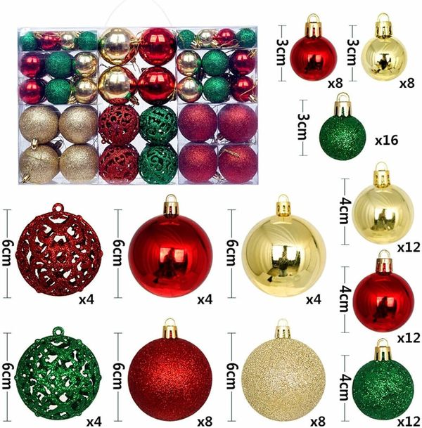 Christmas Ornaments 100Pcs Shatterproof Christmas Baubles Christmas Pendant 3/4/6 Cm Hanging Set For Xmas Tree Holiday C, One Size