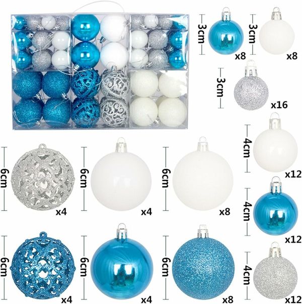 Christmas Ornaments 100Pcs Shatterproof Christmas Baubles Christmas Pendant 3/4/6 Cm Hanging Set For Xmas Tree Holiday B, One Size