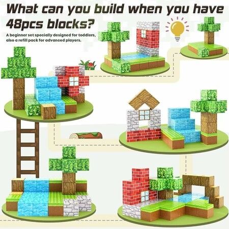 100pcs Mine World   Blocks-Build  STEM Sensory Classroom Must Haves Construction Toys Birthday Chirstmas Gifts